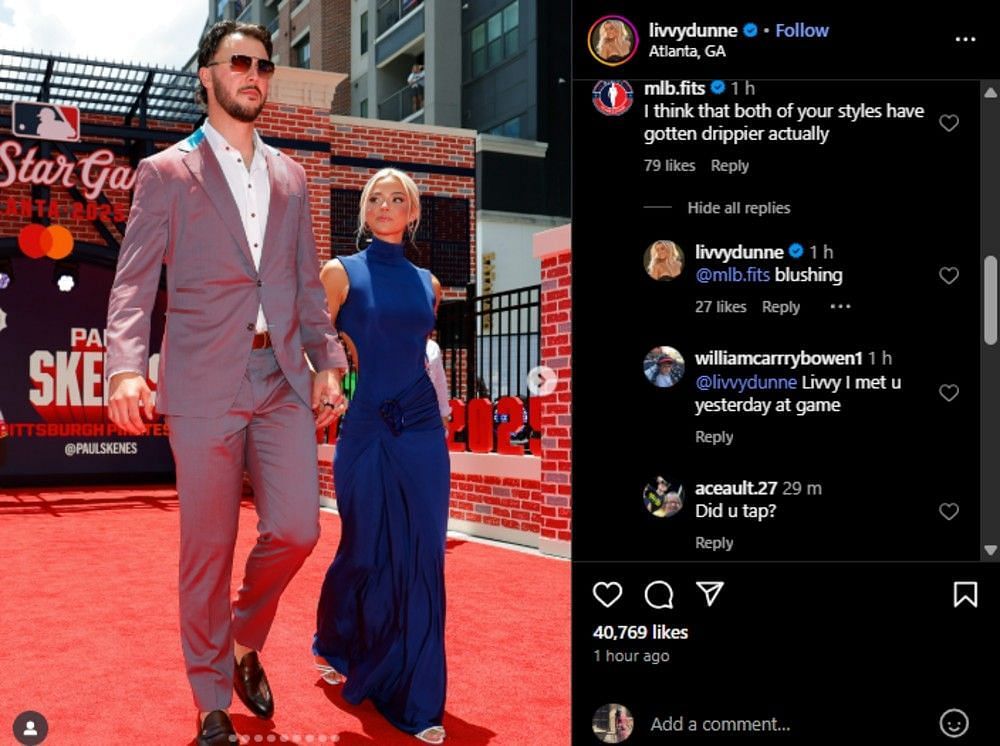 Screenshot of the Instagram post's comment section.